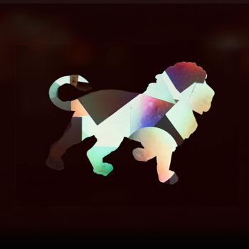 Sticker pour fenêtre lion avec effet prismatique 1