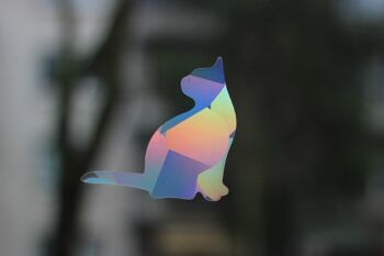 Sticker fenêtre chat effet prismatique 6
