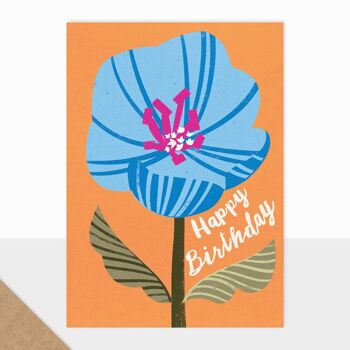 Collection Bloom - Joyeux Anniversaire - Carte d'anniversaire - Fleur Bleue