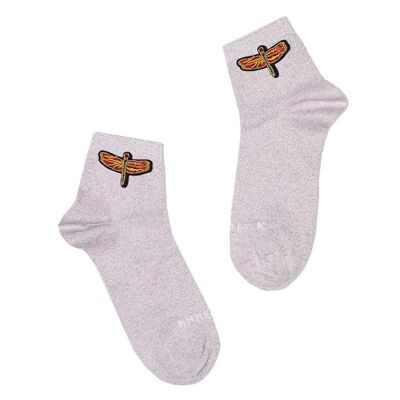 Socks Dragonfly Orange Glitter