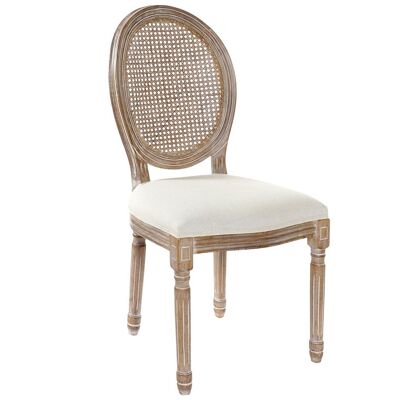LINEN WOODEN CHAIR 49X46X95 BEIGE GRID MB158150