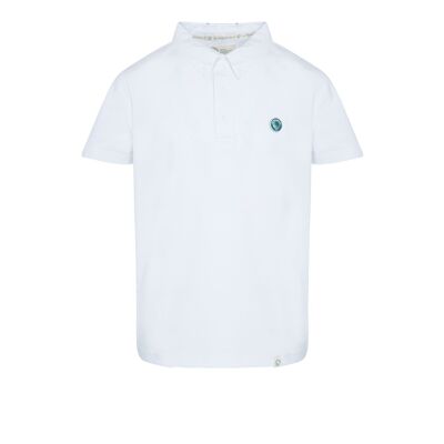Short sleeve polo shirt in white, Kids Tour model – Children in 100% organic cotton.