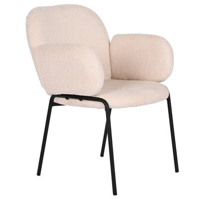 POLYESTER METAL CHAIR 60X62X84 BOUCLE CREAM MB210772