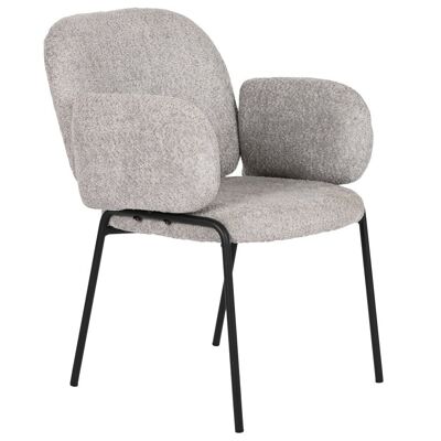 POLYESTER METAL CHAIR 60X62X84 BOUCLE GRAY MB210774
