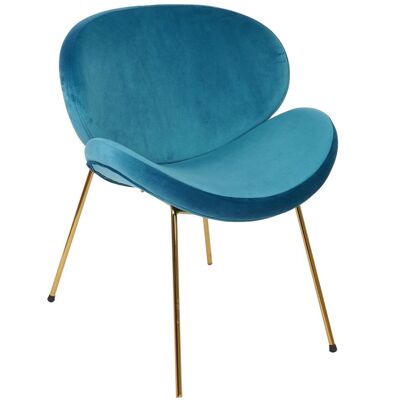 CHAISE METAL POLYESTER 63X57X73 VELOURS BLEU MB211005