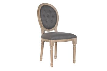 CHAISE EN LIN HÉVÉA 49X46X96 GRIS FONCÉ MB188003 1