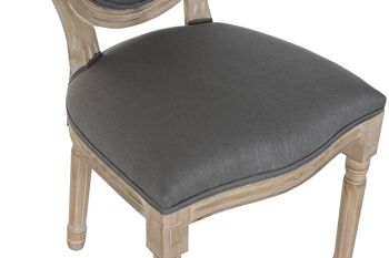 CHAISE EN LIN HÉVÉA 49X46X96 GRIS FONCÉ MB188003 2