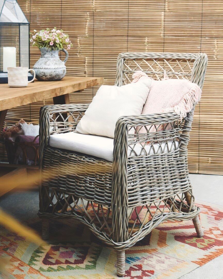 POLTRONA VIMINI 58X60X92 CON CUSCINO GRIGIO CHIARO MB213872