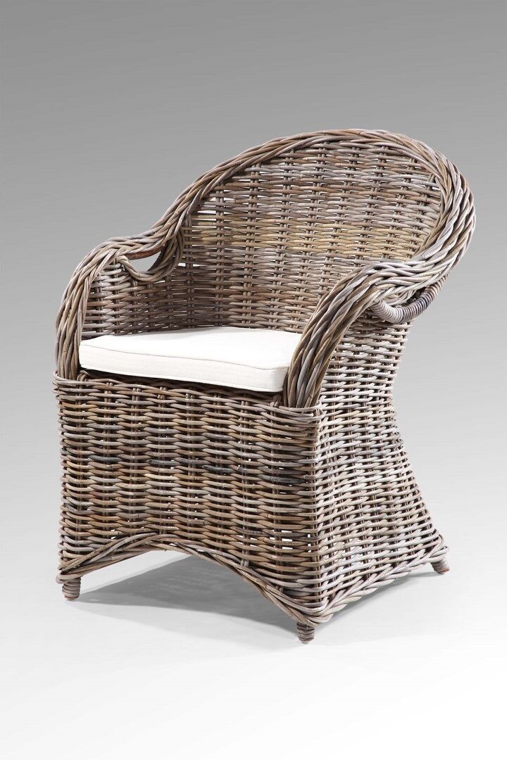 POLTRONA IN RATAN 61X56X88 CON CUSCINO GRIGIO CHIARO MB213834