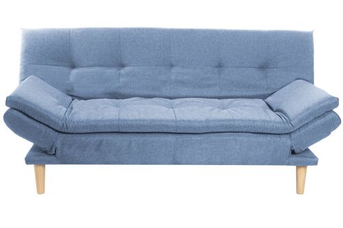 SOFA CAMA POLIESTER MADERA 180X85X83 AZUL CELESTE MB207867