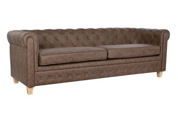 CANAPÉ BOIS POLYESTER 216X78X70 3 PLACES MARRON MB211002 7