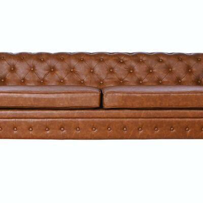 POLYESTER WOODEN SOFA 218X78X70 3 SEATS BROWN MB210592