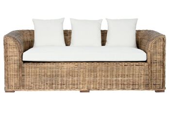 CANAPÉ RATAN 174X88X69 AVEC COUSSINS EN COTON NATUREL MB210561 1