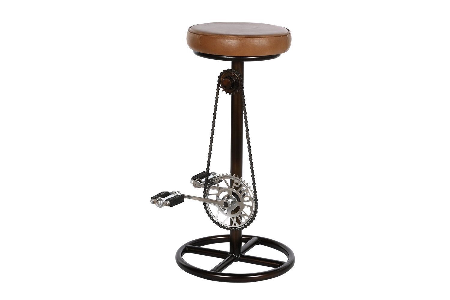 SGABELLO IN PELLE FERRO 41X42X74 PEDALI MARRONE MB208644