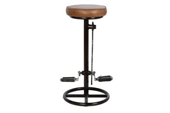 TABOURET CUIR FER 41X42X74 PÉDALES MARRON MB208644 5