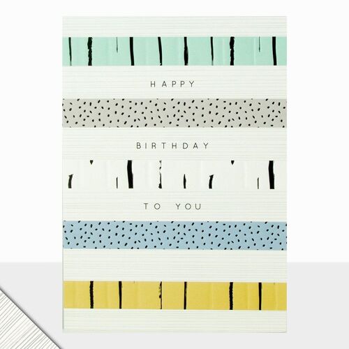 Striped Birthday Card - Halcyon Happy Birthday Stripes