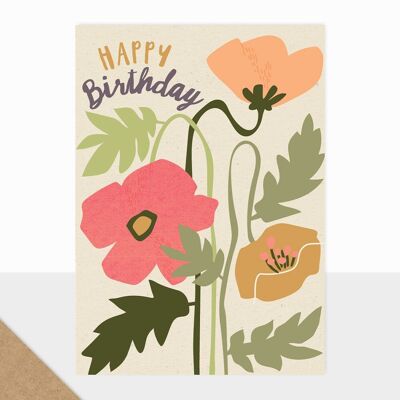 Colección Bloom - Feliz Cumpleaños - Tarjeta de Cumpleaños - Amapolas