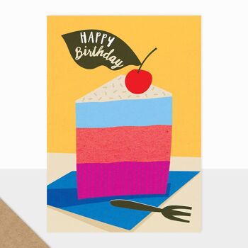 Collection Bloom - Joyeux anniversaire - Carte d'anniversaire - Tranche de gâteau