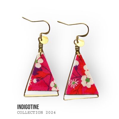 Boucles d'oreilles créoles triangle en tissu