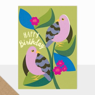 Collezione Bloom - Buon Compleanno - Biglietto d'Auguri - Uccelli