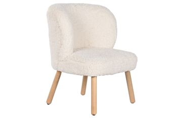 FAUTEUIL BOIS POLYESTER 61X58X68 MOUTON BLANC MB212117 5