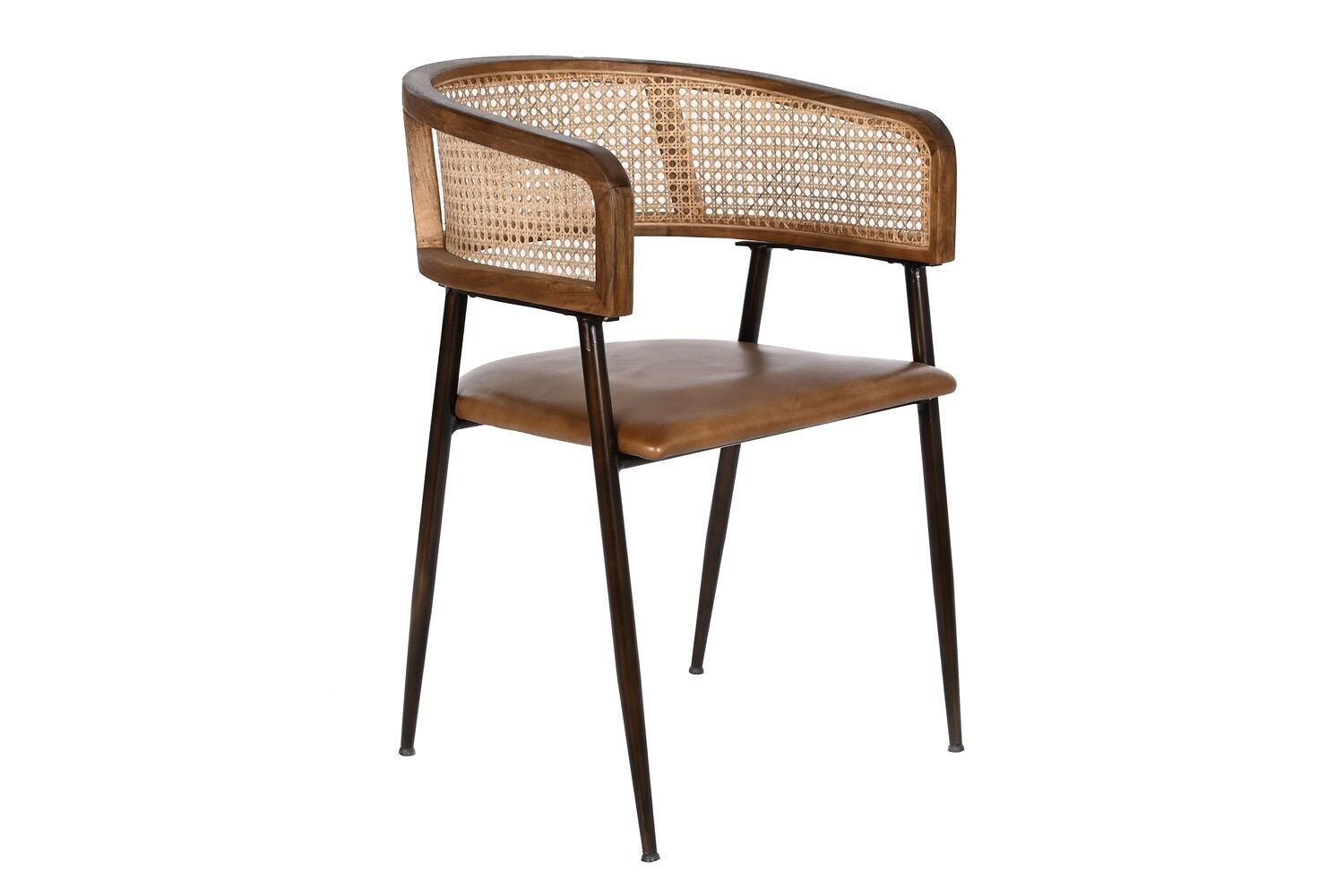 POLTRONA IN LEGNO PELLE 52X56X78 RATTAN MARRONE MB208636