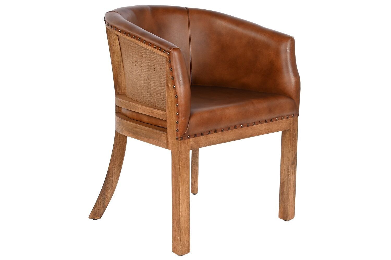 POLTRONA IN LEGNO PELLE 59X57X79 MARRONE CHIARO MB208635