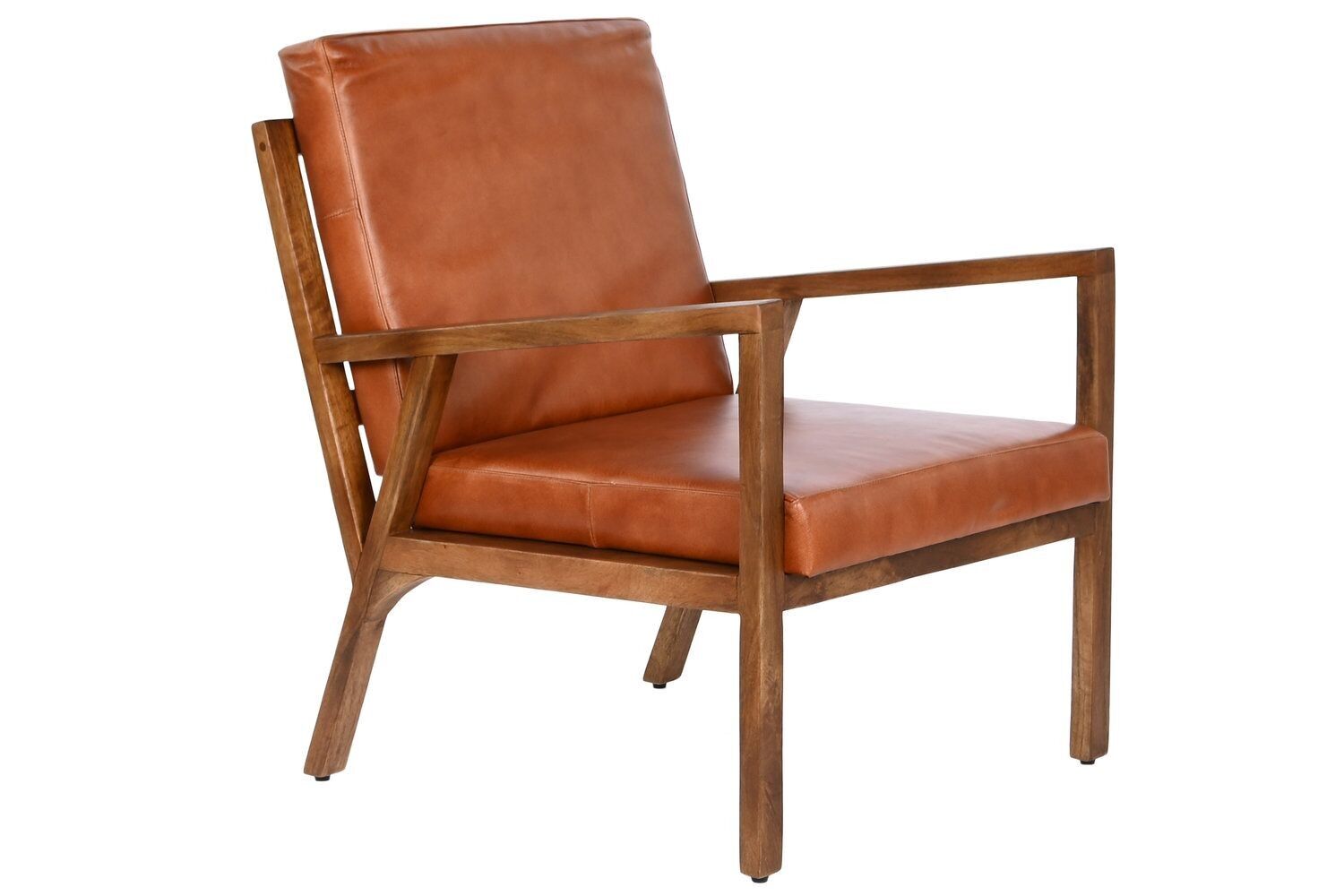 POLTRONA IN LEGNO PELLE 60X72X77 MARRONE MB208637