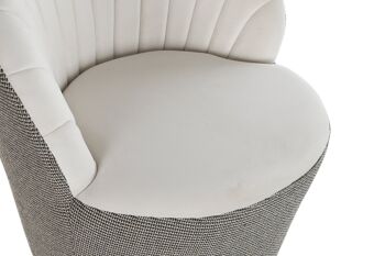 FAUTEUIL POLYESTER 69X66X85 BLANC Pied-de-Poule MB198902 2