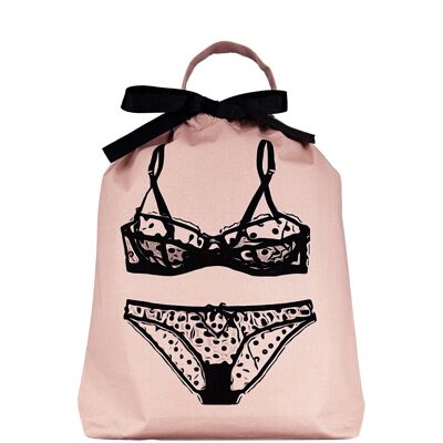 Polkadot Lingerie Travel Bag, Pink/Blush
