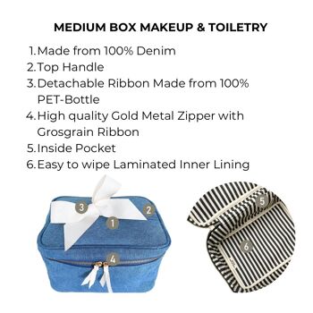 Boîte moyenne de maquillage et de toilette, Denim 4