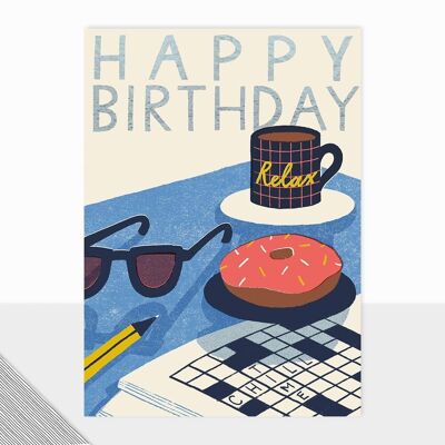 Honcho Collection - Happy Birthday Card - Donut - Contemporary Mens - Masculine
