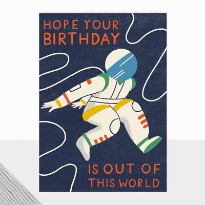 Collezione Honcho - Biglietto di auguri di buon compleanno - Astronauta - Uomo contemporaneo - Maschile