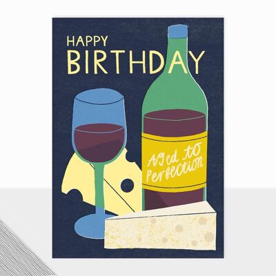 Honcho Collection - Happy Birthday-Karte - Käse und Wein - Zeitgenössisch für Herren - Maskulin