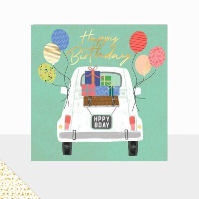 Collection Aurora - Carte de vœux de luxe - Carte joyeux anniversaire - Voiture rétro