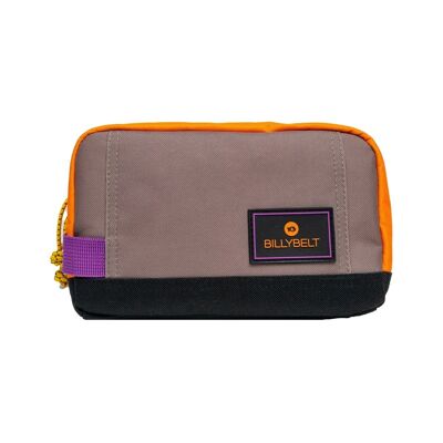 Recycled polyester toiletry bag Taupe orange