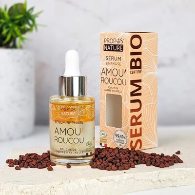 SÉRUM BI-PHASE AMOU'ROUCOU BIO - ROUCOU, CAROTTE, CITRON, ACIDE DE FLEURS - PEELING DOUX, ANTI-AGE, ECLAT - FABRIQUE EN FRANCE - 30ML