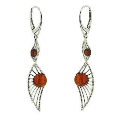 Cognac Amber DNA Earrings with and Presentation Box