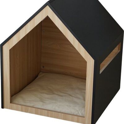 Casa para mascotas | madera | negro | 58x58x65cm