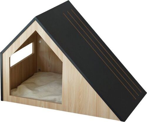 Cat house | wood | black | 75 x 50 x 53 cm
