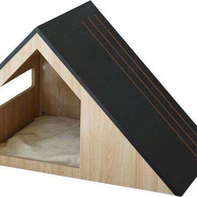 Casa per gatti | legno | nero | 75×50×53 cm