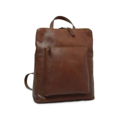 Leather backpack - chestnut brown