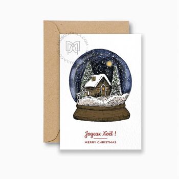 Carte de voeux Boule à neige de Noël