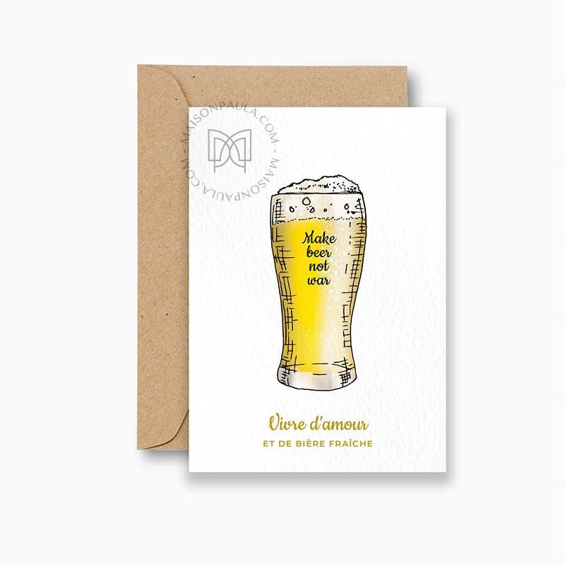Carta postal Vivre d'amour et de bière fraîche