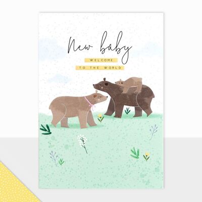 Carte de fête de naissance ours - Halcyon New Baby Bears