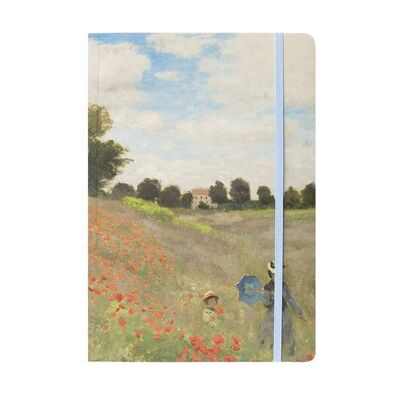 Softcover-Notizbuch, A5, Monet, Feld mit Mohnblumen