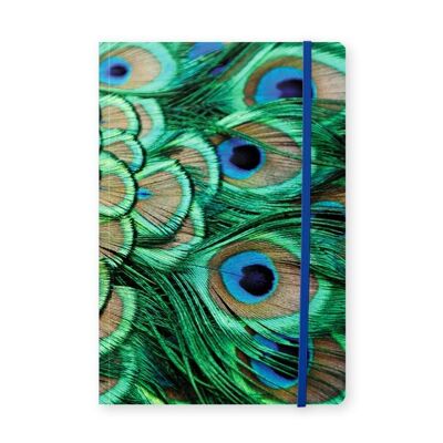 Softcover notebook, A5, peacock feathers