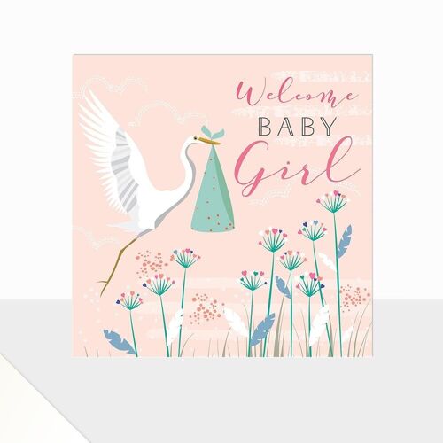 Welcome New Baby Girl Card - Glow Welcome Baby Girl
