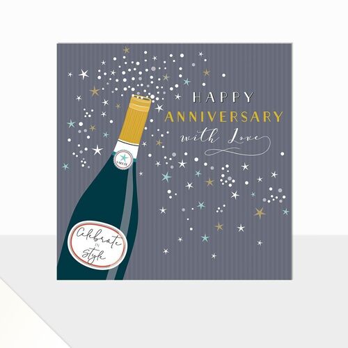 Champagne Anniversary Card - Glow Happy Anniversary With Love