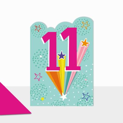 Geburtstagskarte zum 11. Geburtstag für Mädchen mit Sternen - Artbox Happy Birthday 11